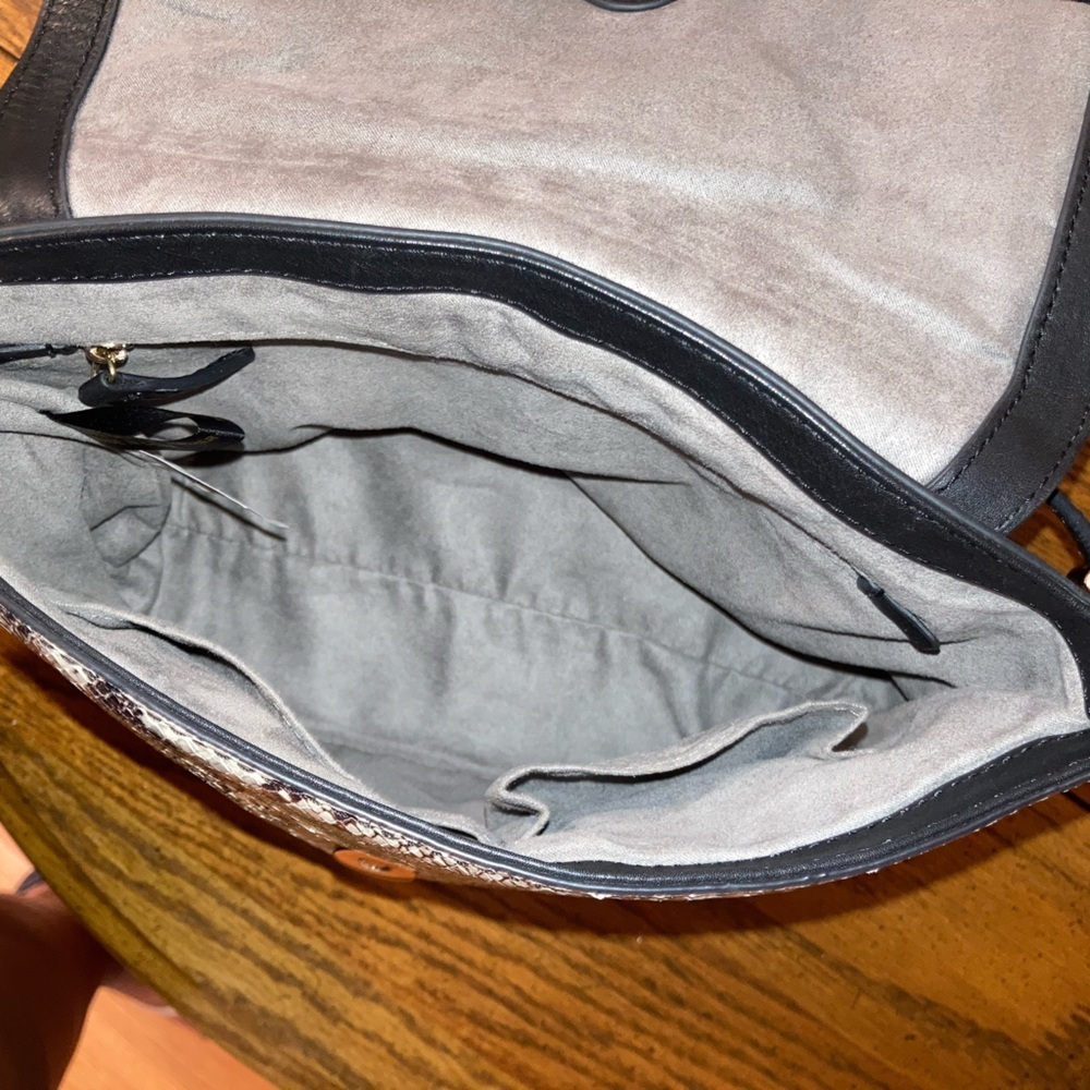 Leather + Snakeskin Shoulder Bag -Black NWOT - Picture 8 of 11